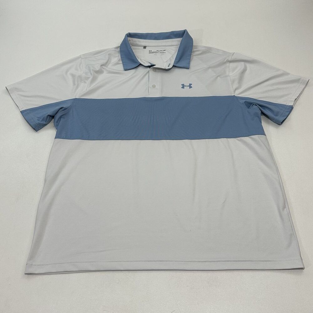 Under Armour Men's Polo Shirt Light Gray / Slate Blue, Size 2XL